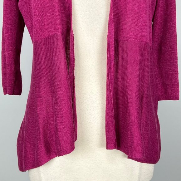 Eileen Fisher Womens Linen Silk Open Front Cardigan Sweater Raspberry size Small - Picture 3 of 12